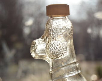 Old syrup bottle / glass poodle dog / decor kitchen, bathroom / 60s