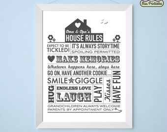 Grandparents' House Rules printable poster - Oma and Opa
