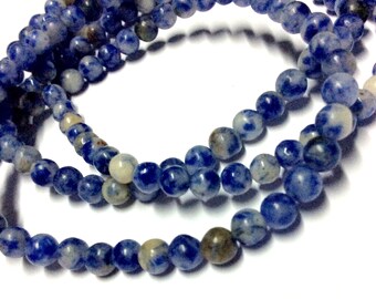 4mm Sodalite Gemstone Beads - 15.5inch Full strand - Round Gemstone Beads