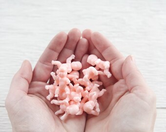 Miniature Plastic Babies - Tiny Pink Baby Craft Figurines, 12 or 50 Piece Sets