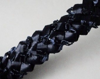 Vintage Dark Blue Color Raffia Ribbon, Synthetic Raffia Trim, Millinery Trim for Hat Making. Made in Italy.