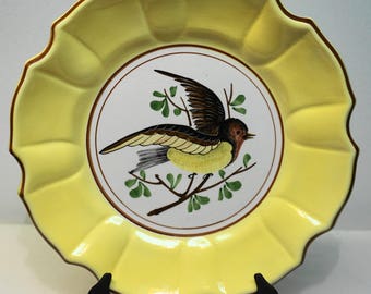 VINTAGE ITALIAN PORCELAIN Bird Luncheon Plate 8 1/4"
