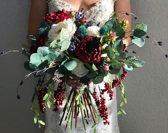 Wildflower Bohemian Bridal Bouquet - Faux Flowers