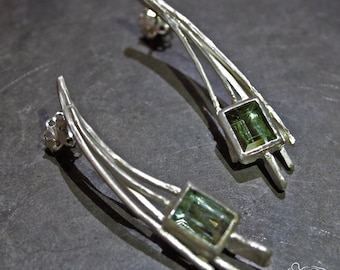 Silver earrings with tourmalines