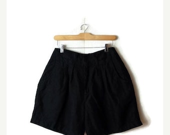 ON SALE Vintage Plain Black High waist Flare Shorts from 1980's/ W25*