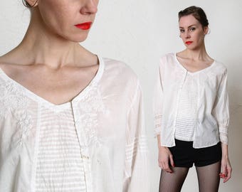 1910s Edwardian Blouse Pin Tucks & Lace