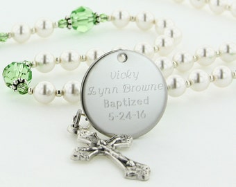 August Baptism Rosary, Personalized Rosary, Christening Gift, Rosary, Girl Rosary, Baptismal Rosary, Peridot Rosary, Rosary, CuteWC8c