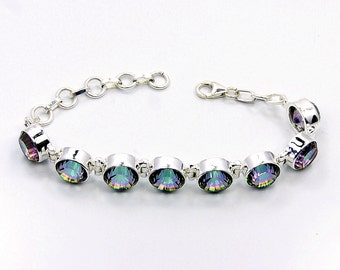 Rainbow Lights Mystic Topaz bracelet & .925 Sterling Silver Bracelet , AE67 The Silver Plaza