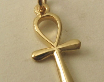 Genuine SOLID 9K 9ct Yellow Gold 3D Egyptian Ankh key of life charm/pendant
