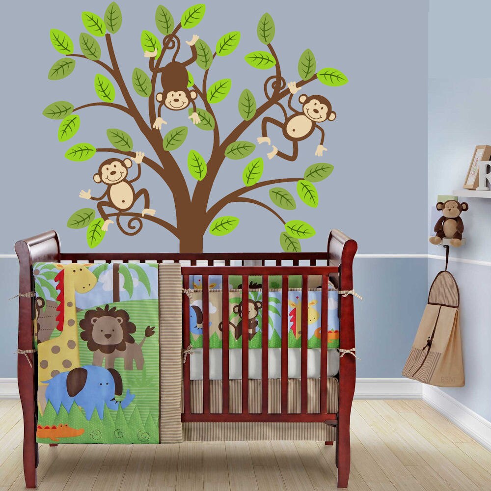 Monkey Tree Decal Kids Nursery Decor Safari Jungle Wall Decal