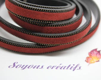 1 m strap leather and suede Red 10mm - jewelry - P4306 Creation-