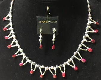 Ruby And Pearl Necklace