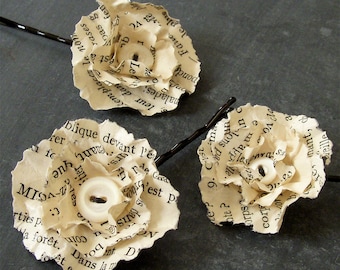 Hair Barrette, French Paper Flower