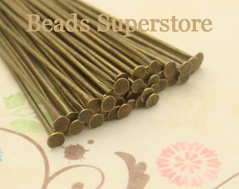 2 Inch (50 mm) Antique Bronze Head Pin - Nickel Free and Lead Free - 100 pcs (PP2AB)