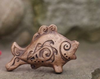 Boys gifts Fish Whistle Fish collectibles Fish figurine Handmade fish Artist fish Organic toy Toddler gift Kids toys learning toy Natural