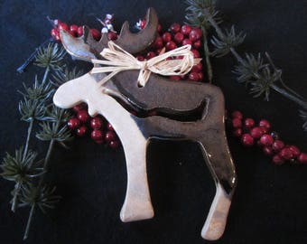 Pottery, Moose, Ornament, Christmas, Cermamic, Handmade