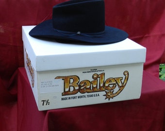 Vintage Bailey Cowboy Hat Mesquite 4X Black in Box 00312