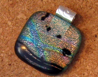 Dichroic Pendant - Fused Glass Pendant - Fused Glass Jewelry - Glass Pendant - Gifts for Her - Square Dichroic Pendant - Glass Jewelry
