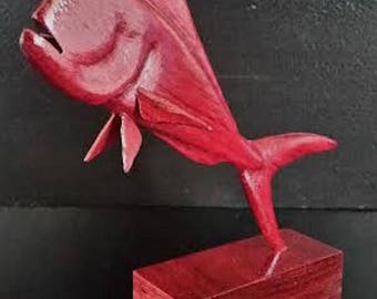 carved fish, sport fish, fish sculpture, Mahi mahi, wooden dorado, fish art, coastal decor, fish art