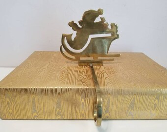Brass Santa & Sleigh Stocking Holder