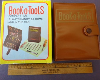 Vintage Book-O-Tools Travel Tool Set Pack with original box Made in Hong Kong