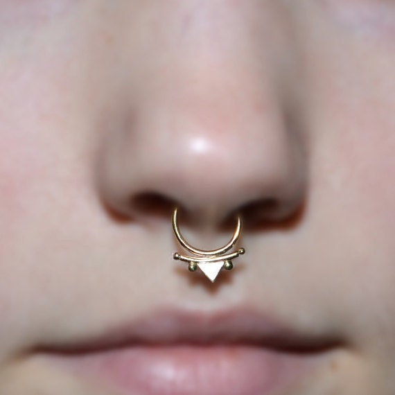 Septum Ring - Gold Septum Jewelry - Nose Ring - Tragus Earring - Cartilage Hoop - Helix Piersing - Nipple Ring - Rook Earring 18 gauge