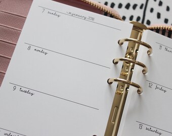 Printed Weekly Personal Planner Inserts Horizontal WO2 Pages - Sunday to Saturday