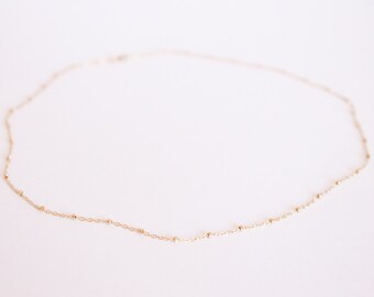 Satellite Necklace - 14k Gold Fill - Saturn Chain - Polka Dot Necklace - Layering Necklace - Simple Gold Necklace - Dew Drop - Gift For Her