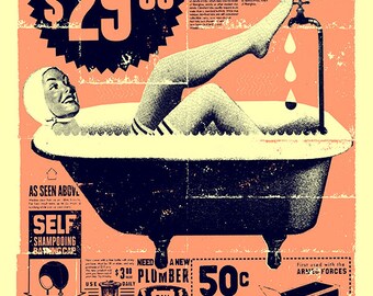 Vintage Bathroom Art print 12" x 16"