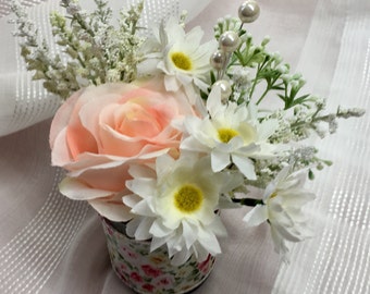 Roses and Daisies in a Fabric Covered Vase by The Chattanooga Wreath Company