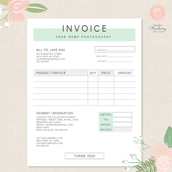 photography invoice template google docs