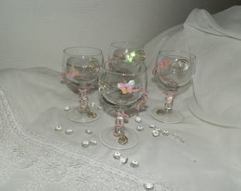 Sets of four glasses with glass balls