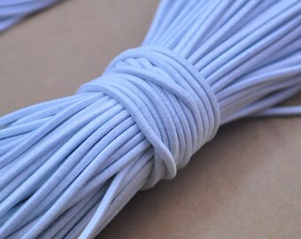 10 Yards Elastic Cord 5mm width White elastic flat belt