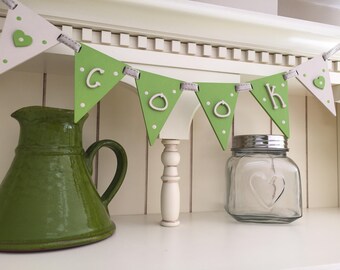 Wooden 'cook' bunting flags