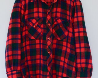 Plaid Flannel Shirt | Vintage Red Plaid Men's Flannel Shirt