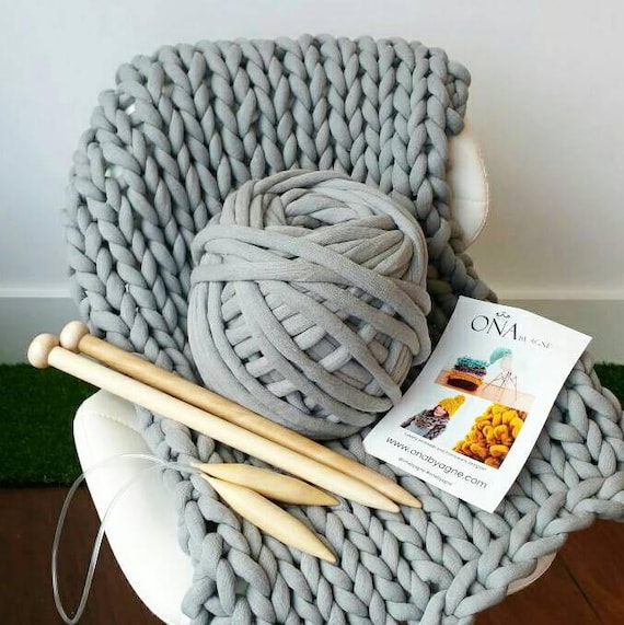 Knitting Kit Knit DIY Vegan Chunky Blanket KNIT Kit Chunky