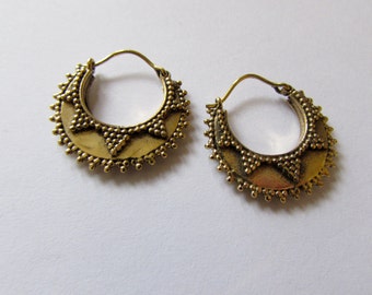 Small Mandala Brass Dotted Hoop Earrings Tribal Earrings Boho Festival Jewellery Free UK Delivery Gift Boxed BG3