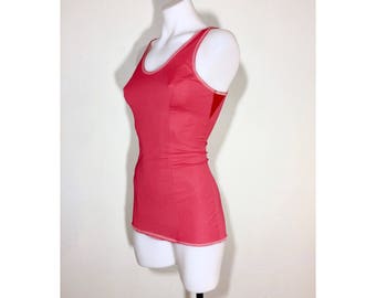 M (34) | classic vintage Competitor 60's red one piece swimsuit with contrast stitching