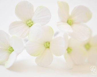 COUTURE CLAY - Made to Order Whitish Green Hydrangea Hair Flowers