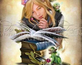 Luna / Reading is Dreaming Print /Potter Gift Art / Nerd Gifts / Nerdy / Wizard / Witch / Magic / Magical / Wizardry