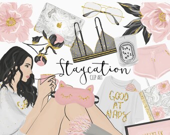 Staycation clip art | Digital Art | Marble and glitter