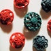 SALE! Vintage Buttons, 7 Green & Red Buttons, Christmas Buttons, Seven Buttons, 1940s Buttons, Red and Green Buttons, Lot of Buttons