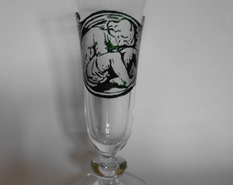 Engraved and painted champagne flute "Phantasy" handmade