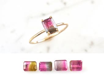 Custom Tourmaline Ring - Watermelon Tourmaline Ring, Handmade, Delicate, 14k Gold, Watermelon Tourmaline, Solitaire Tourmaline Ring