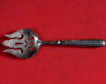 Vintage early large Sterling Silver handle 9 inch slotted serving fork