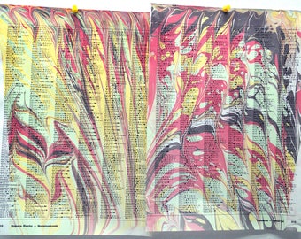 marbelized paper with special effects (8ab), upcycled