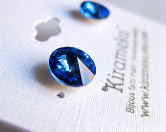 Saphire Blue Rivoli Stud Earrings, Crystal Post Earrings, 8mm Swarovski cristal stud Earrings, Stainless Steel Post Earrings, Bridal earring