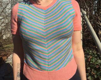 Vintage Pastel Striped Knit Tee