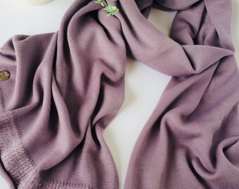 Pale Aubergine Long Merino women scarf