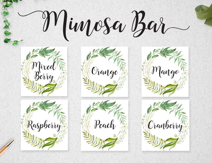 Free printable mimosa juice labels